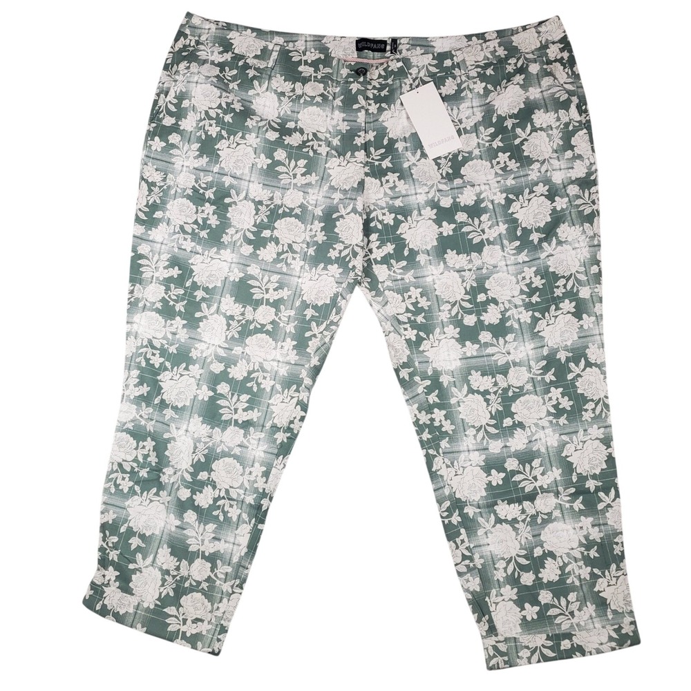 Wildfang Essential Trouser Pants Womens 26W Sage Green‎ Floral Pants Cottagecore
